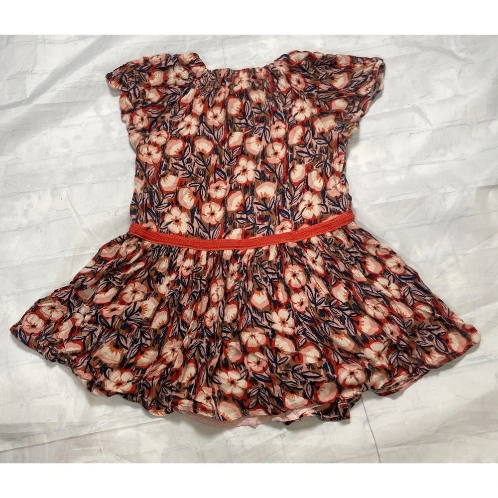 Gymboree HELLO FALL Poppies Flower Dress Little Girl 6 Orange Brown‎ Pink Blue